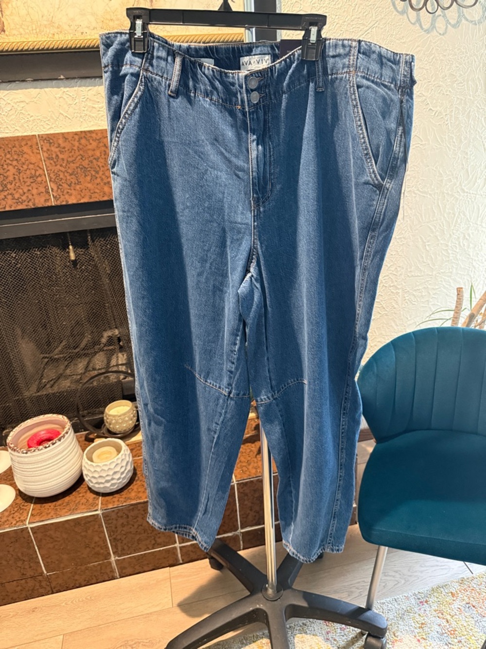 Ava & Viv High-Rise Relaxed Fit Blue Denim Jeans